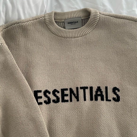 ESSENTIALS FOG SSENSE EXCLUSIVE BEIGE KNIT PULLOVER SWEATER BNWT - Picture 3 of 7